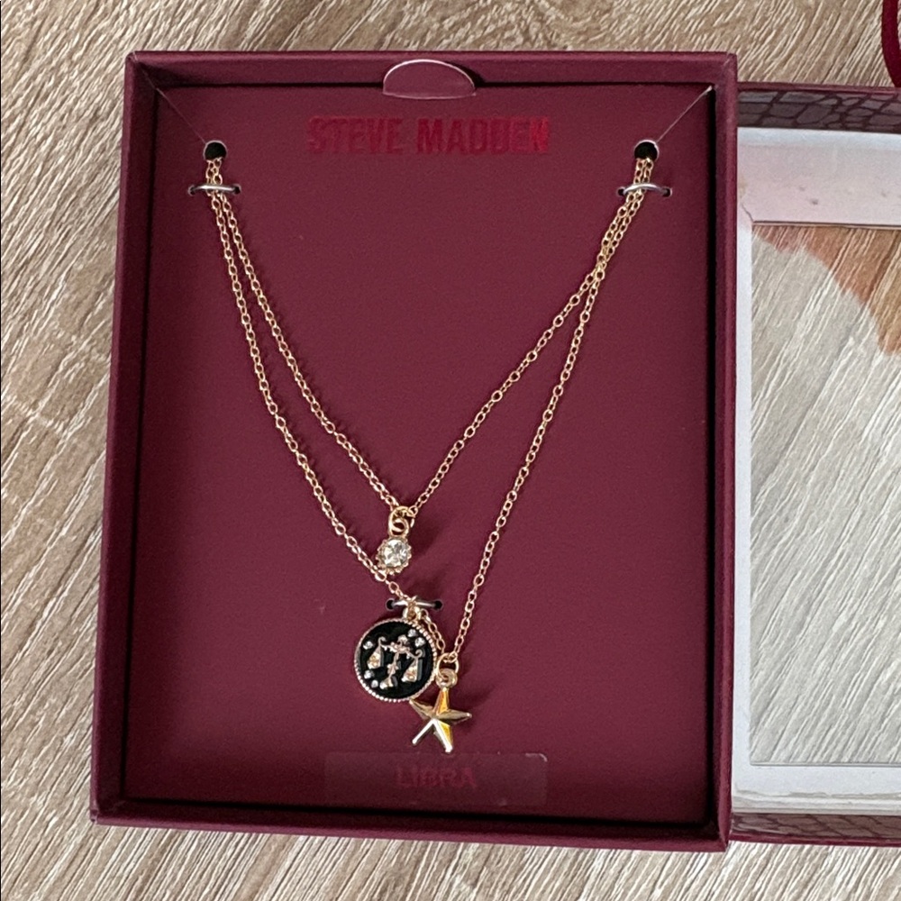 Steve Madden zodiac leo gold double necklace NWT